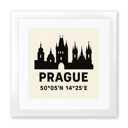 Place Coordinates Linoprint-Style Art (c308)