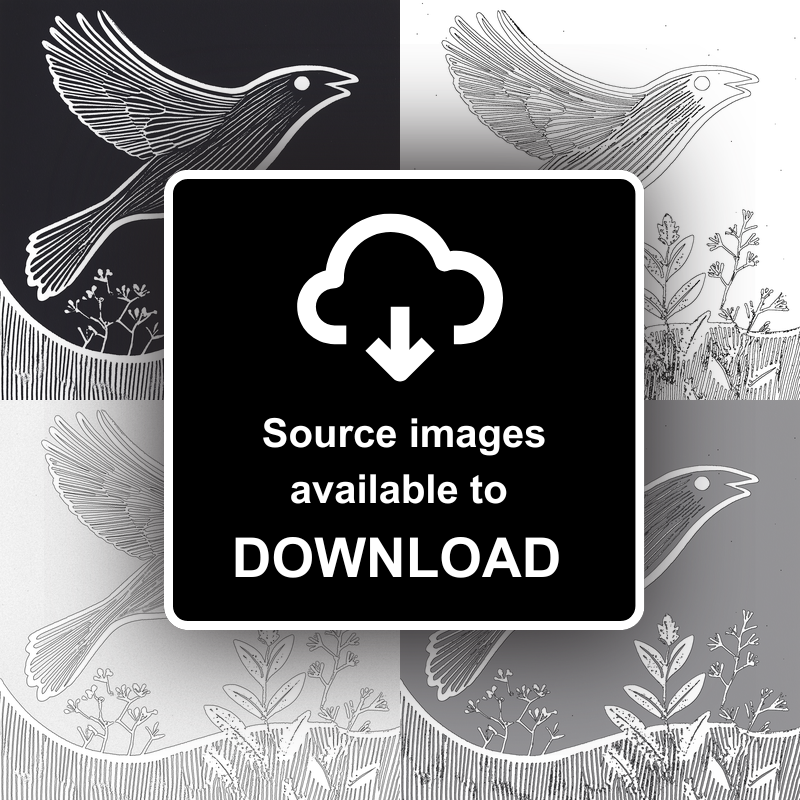 Bird in flight Linoprint-Style Art (982-1)