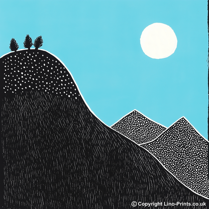 Mountain outline Linoprint-Style Art (697-1)