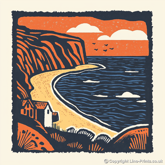 Sandwood Bay, Sutherland Linoprint-Style Art (152-2)