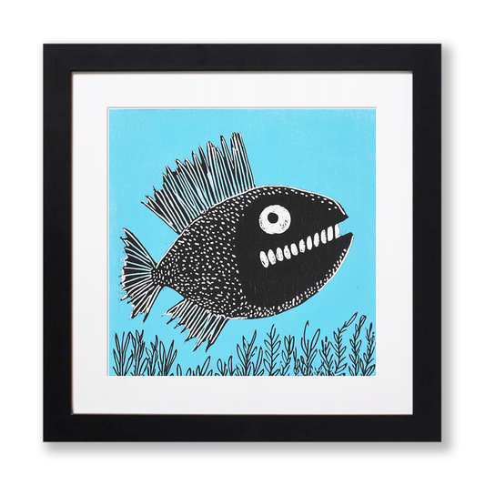 Anglerfish Linoprint-Style Art (742-2)