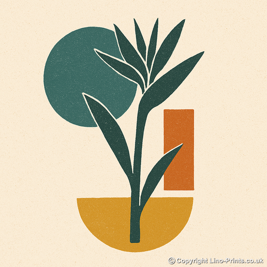 Flowers and Plants Linoprint-Style Art (c524)