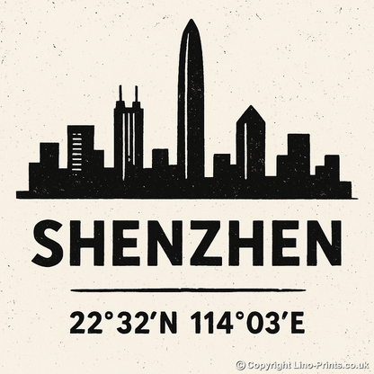Place Coordinates Linoprint-Style Art (c272)