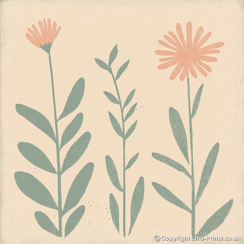 Aster Linoprint-Style Art (1499-1)