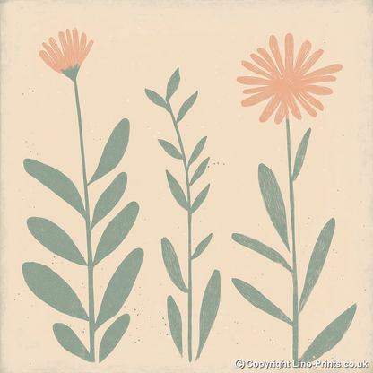 Aster Linoprint-Style Art (1499-1)
