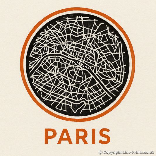 Maps Linoprint-Style Art (c32)