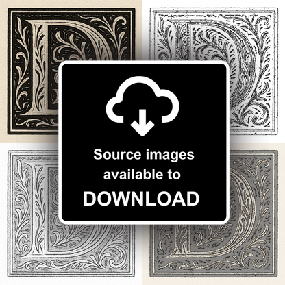 Capital Letters Linoprint-Style Art (c544)