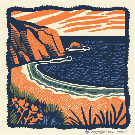 Sandwood Bay, Sutherland Linoprint-Style Art (152-1)