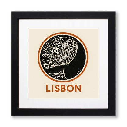 Maps Linoprint-Style Art (c36)