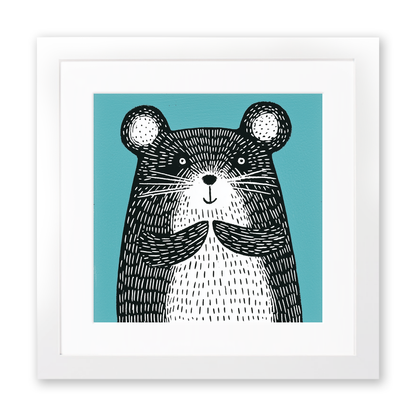 Cute Hamster Linoprint-Style Art (625-1)