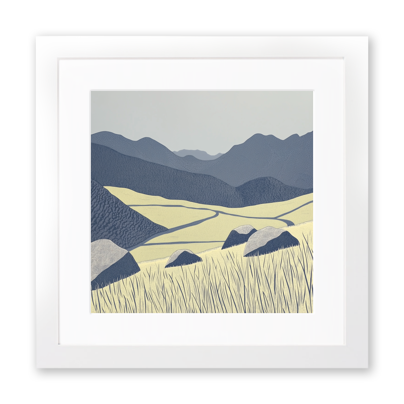 Great Langdale valley floor Linoprint-Style Art (2438-1)