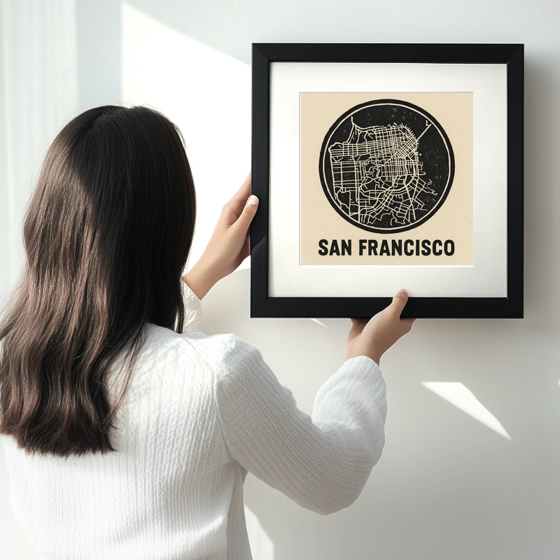 Maps Linoprint-Style Art (c28)