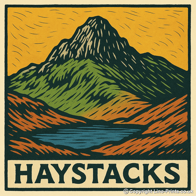 Mountains Linoprint-Style Art (c386)
