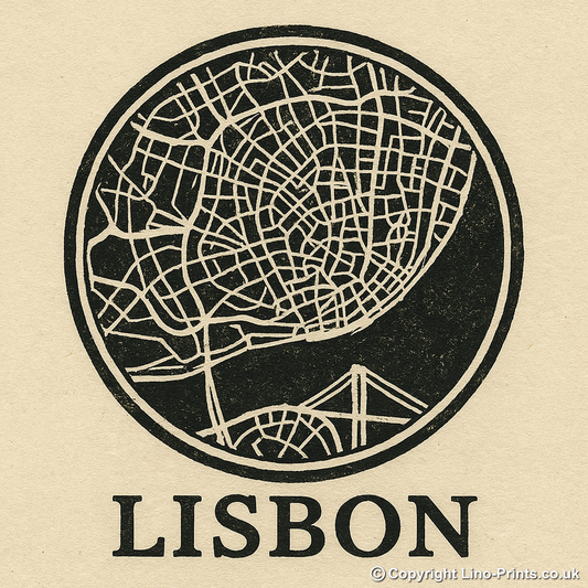 Maps Linoprint-Style Art (c25)