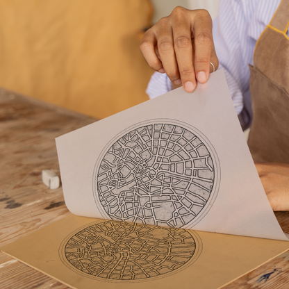 Maps Linoprint-Style Art (c34)