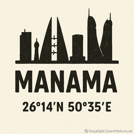 Place Coordinates Linoprint-Style Art (c284)