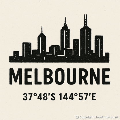 Place Coordinates Linoprint-Style Art (c322)