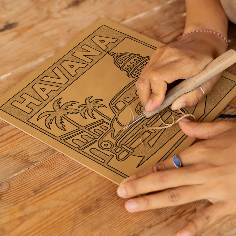 Cities Linoprint-Style Art (c186)