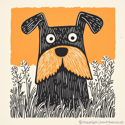 Miniature Schnauzer Linoprint-Style Art (1477-2)
