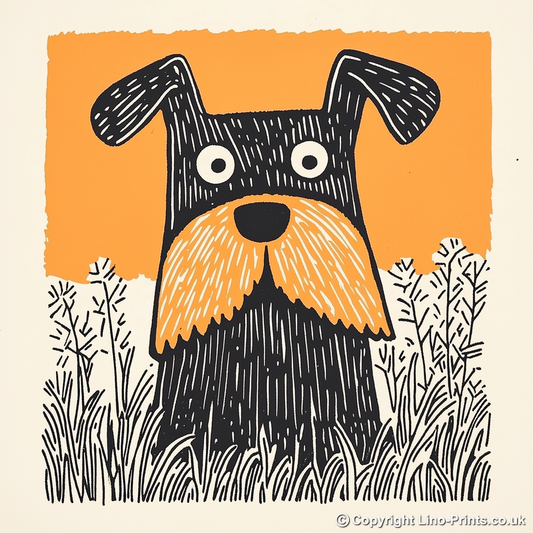 Miniature Schnauzer Linoprint-Style Art (1477-2)
