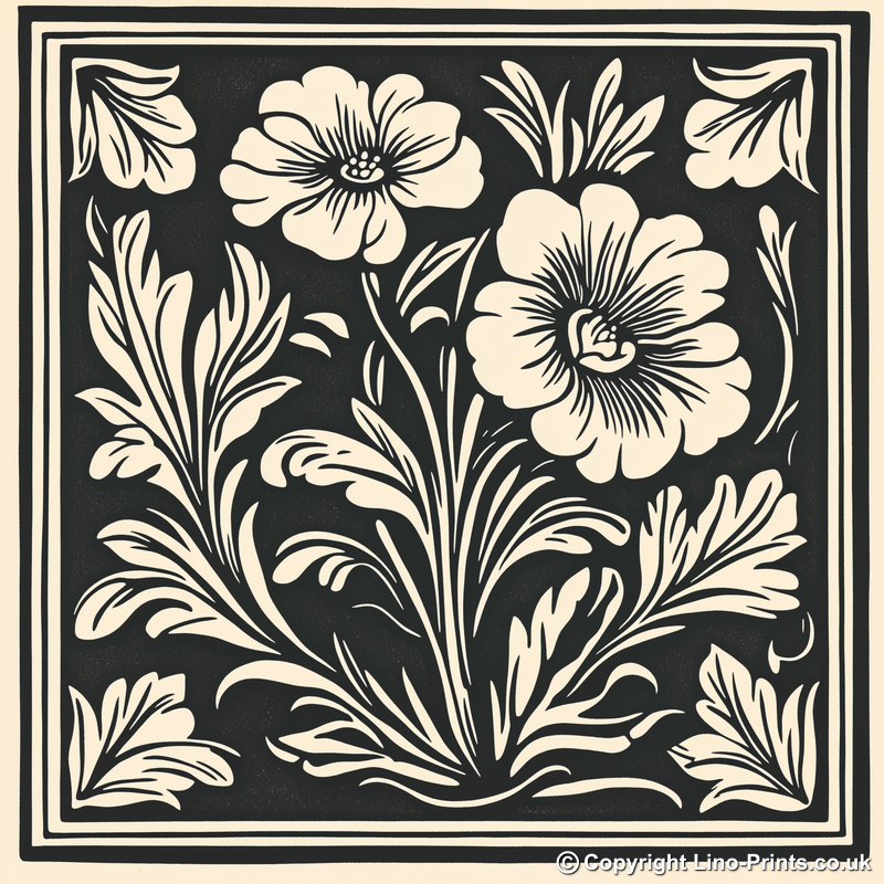 Anemone Linoprint-Style Art (1693-1)