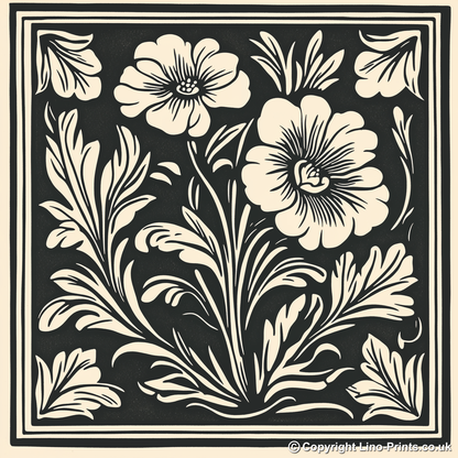 Anemone Linoprint-Style Art (1693-1)