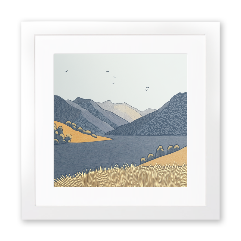 Place Fell above Ullswater Linoprint-Style Art (2505-1)