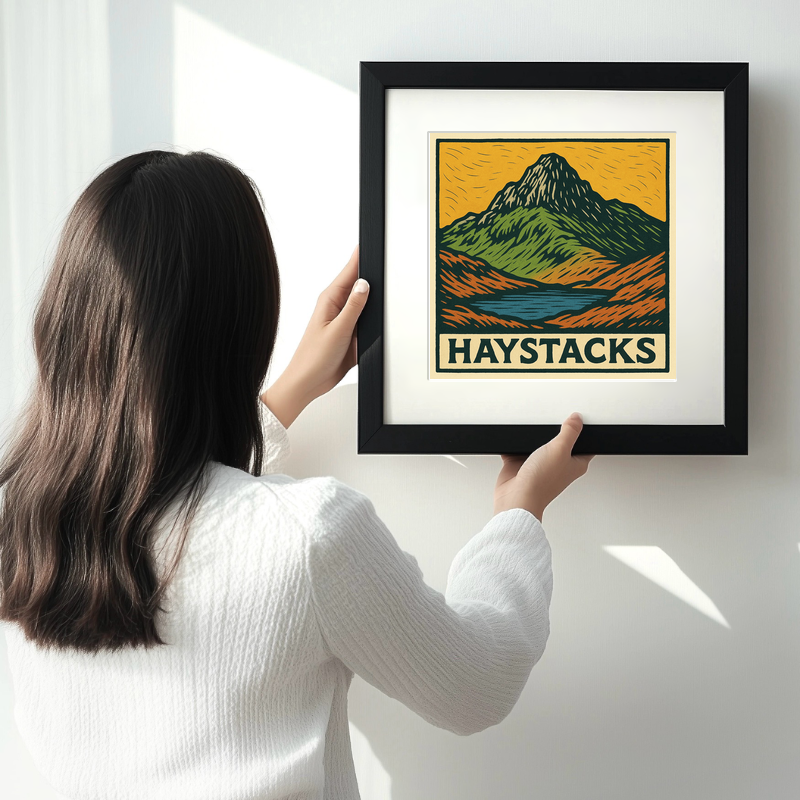 Mountains Linoprint-Style Art (c386)