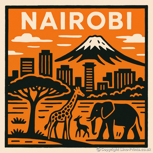 Cities Linoprint-Style Art (c136)