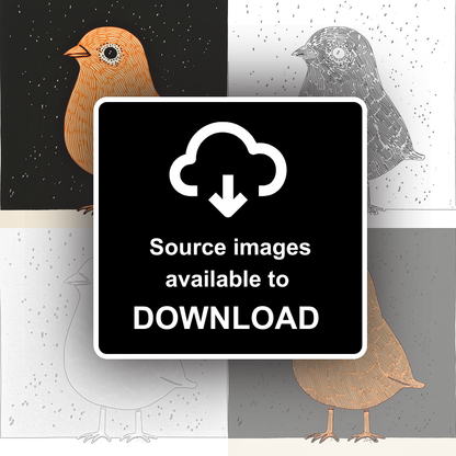 Cute Chick (Baby Chicken) Linoprint-Style Art (211-1)