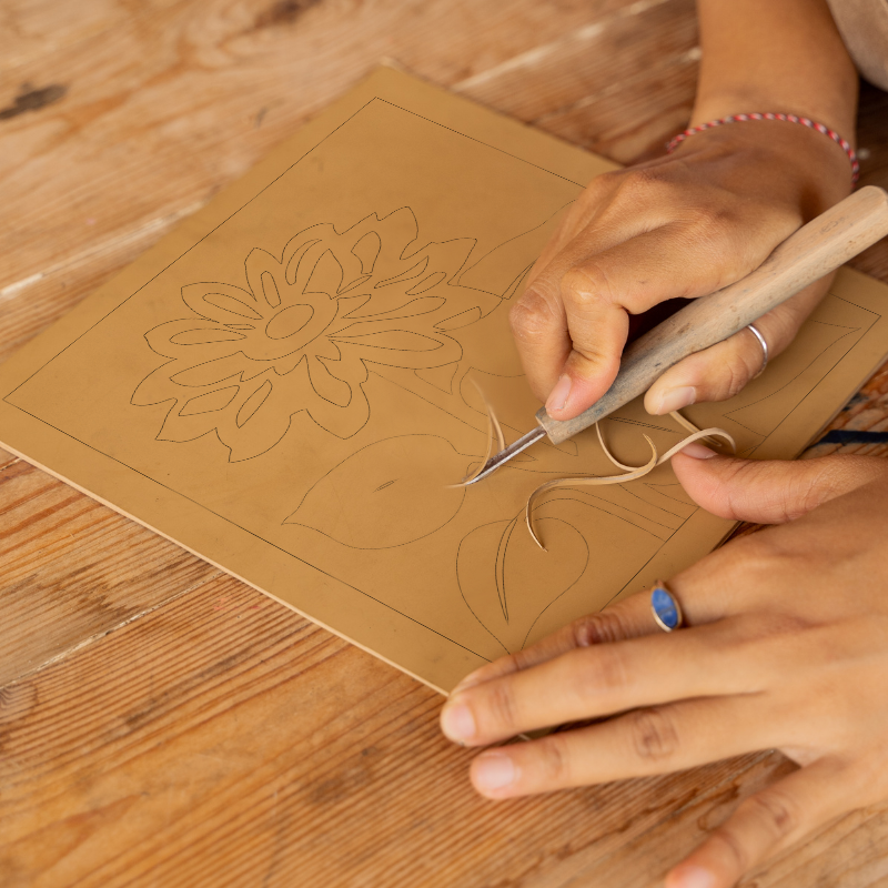 Tithonia (Mexican Sunflower) Linoprint-Style Art (1683-1)