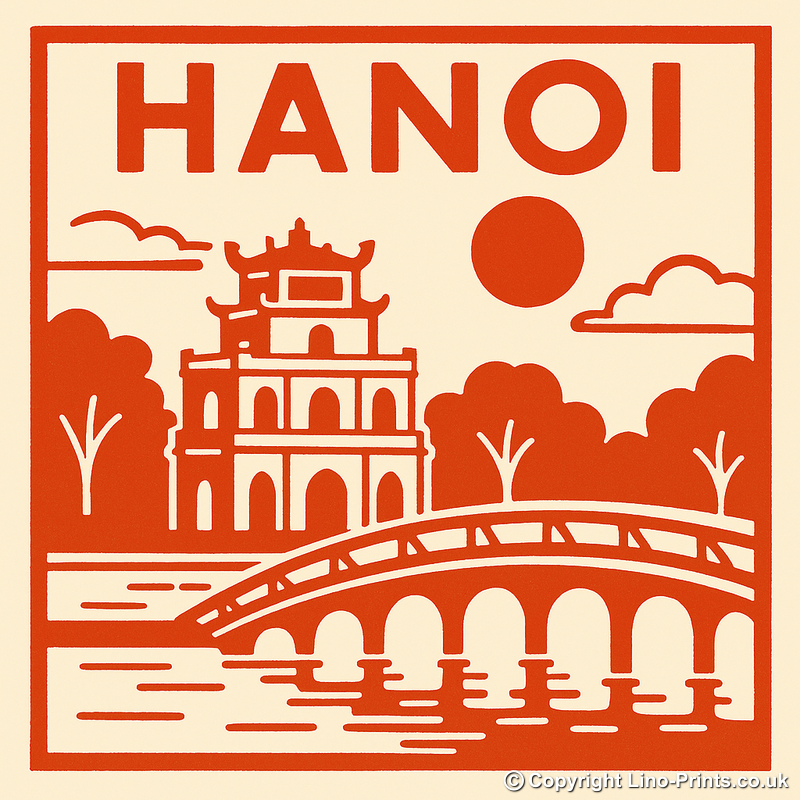 Cities Linoprint-Style Art (c187)