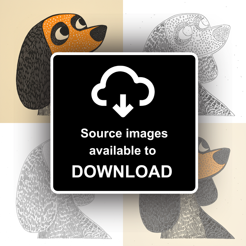 Cavalier King Charles Spaniel Linoprint-Style Art (1457-1)