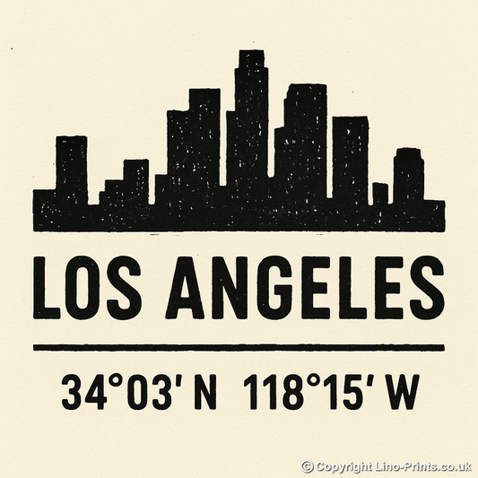 Place Coordinates Linoprint-Style Art (c331)