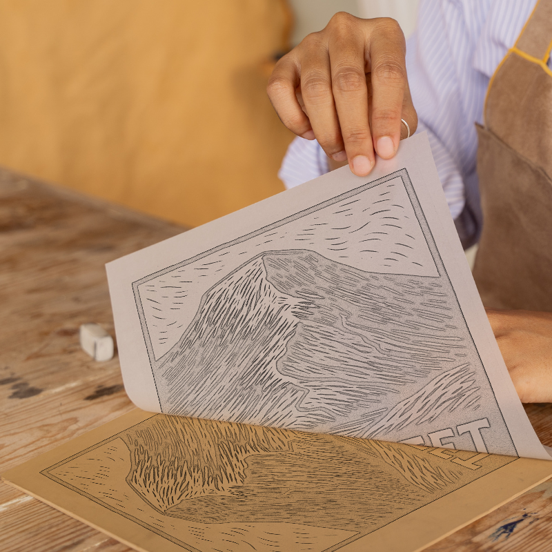 Mountains Linoprint-Style Art (c374)