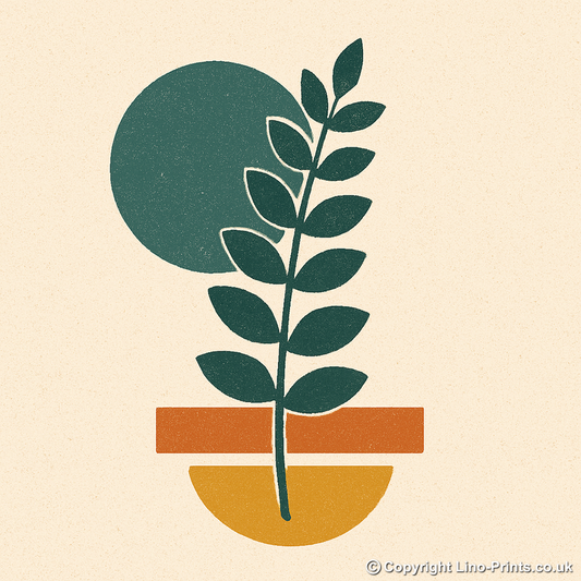 Flowers and Plants Linoprint-Style Art (c525)