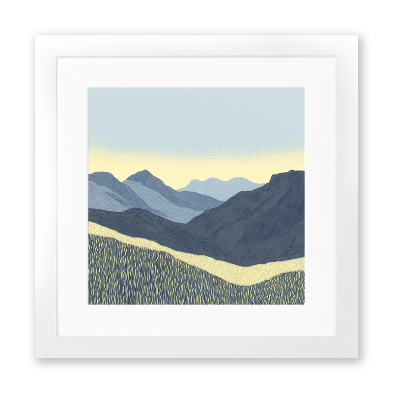 Scafell in the Lake District Linoprint-Style Art (2532-2)