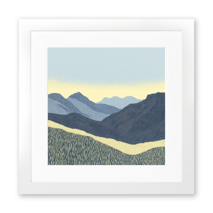 Scafell in the Lake District Linoprint-Style Art (2532-2)
