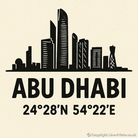 Place Coordinates Linoprint-Style Art (c287)