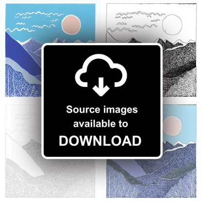 Mountain outline Linoprint-Style Art (988-2)