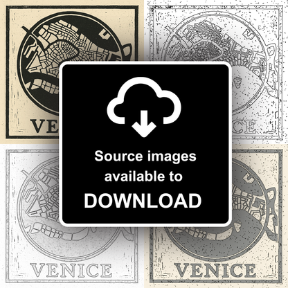 Maps Linoprint-Style Art (c23)