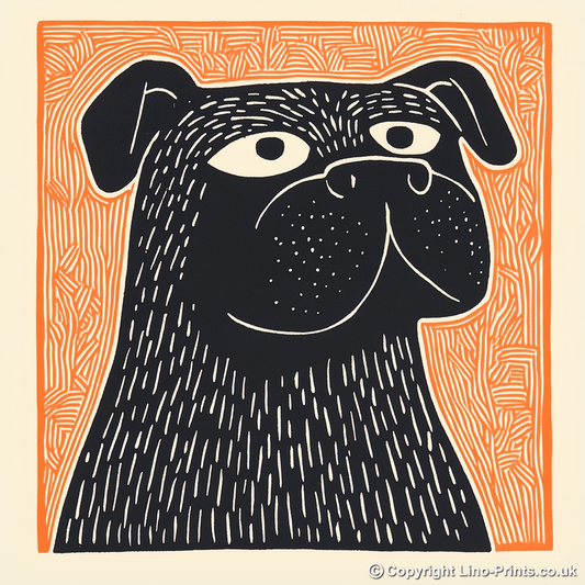 Bulldog Linoprint-Style Art (1454-2)