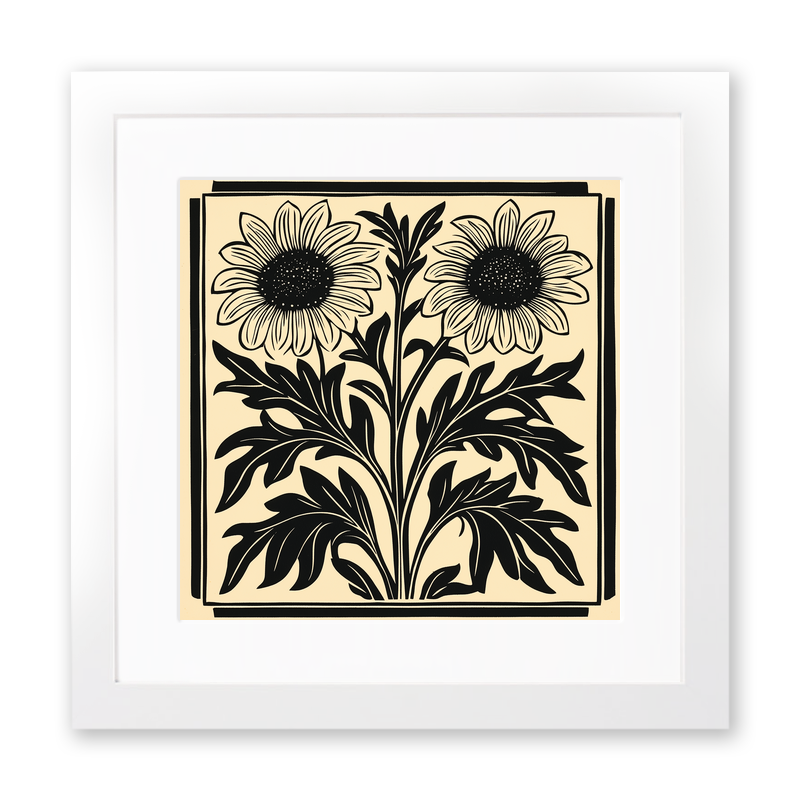 Rudbeckia (Black-eyed Susan) Linoprint-Style Art (1740-1)