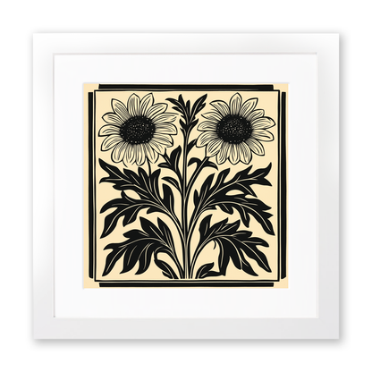 Rudbeckia (Black-eyed Susan) Linoprint-Style Art (1740-1)