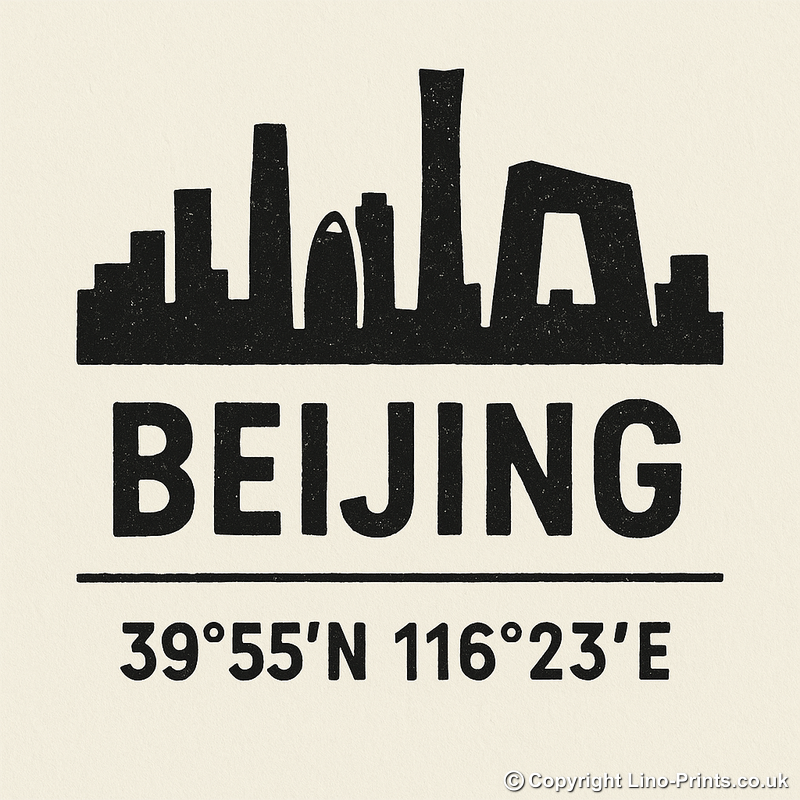 Place Coordinates Linoprint-Style Art (c274)