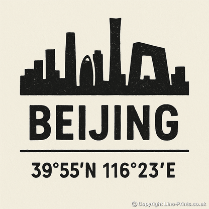 Place Coordinates Linoprint-Style Art (c274)