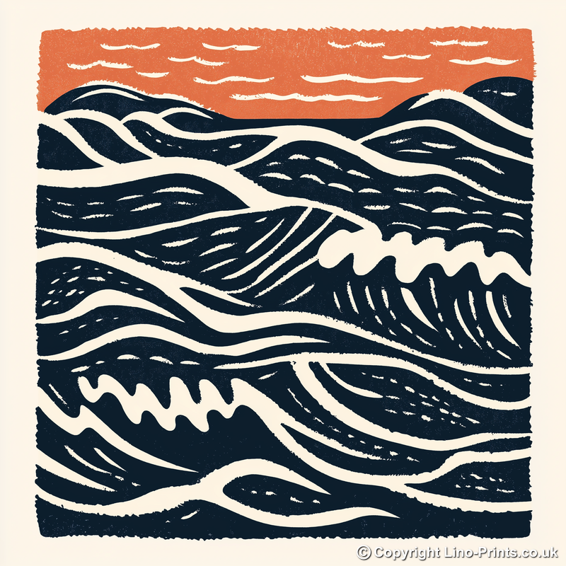 Sand patterns left by the tide Linoprint-Style Art (2025-1)