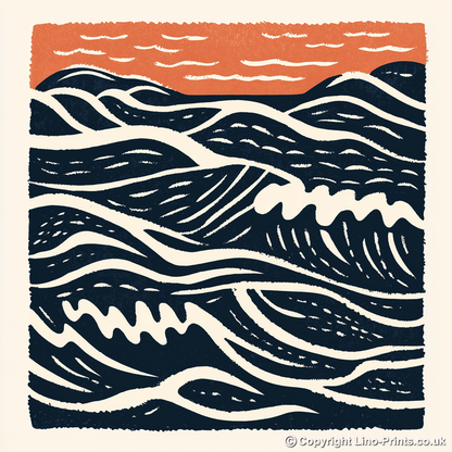 Sand patterns left by the tide Linoprint-Style Art (2025-1)
