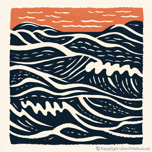 Sand patterns left by the tide Linoprint-Style Art (2025-1)