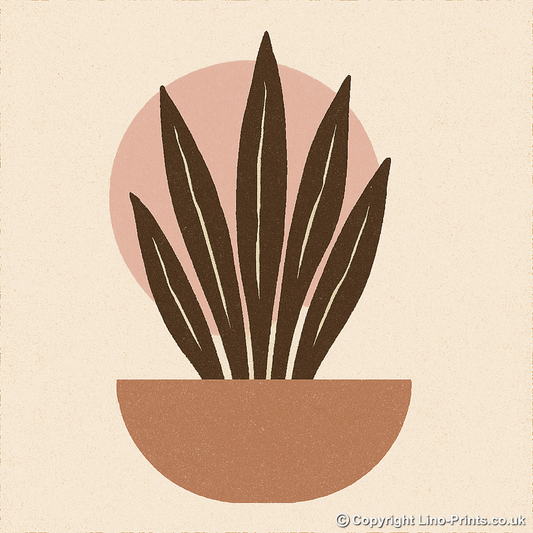 Flowers and Plants Linoprint-Style Art (c499)